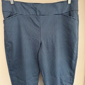Croft & Barrow Effortless Stretch Pant Navy Blue Houndstooth Women’s 16 REGULAR